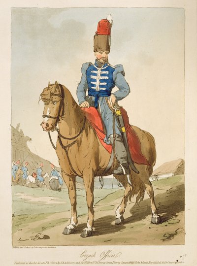 Cossack Officer, etched by the artist, published 1804 by John Augustus Atkinson